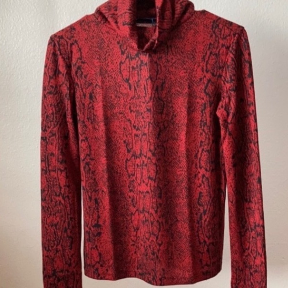 Zara Red Turtle Neck Long Sleeves Top Medium Brand New With Tag